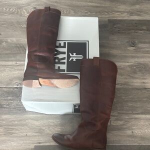 Frye Dark Brown Leather Riding Boots